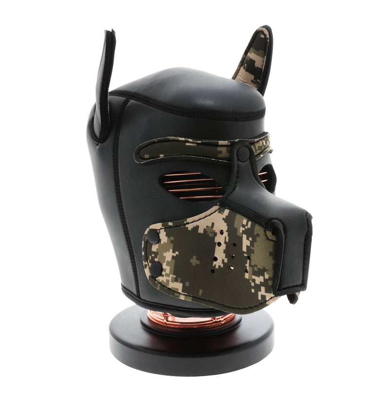 UNTAMED BLACK/CAMO SPANDEX DOG MASK SMALL/MEDIUM