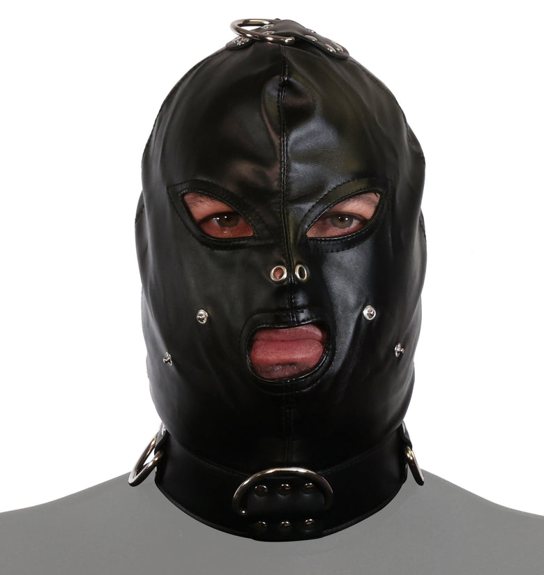 UNTAMED BLACK FAUX LEATHER STRAP HOOD