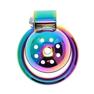 45MM AL ZINC ALLOY COCK RING W/ CAGE - RAINBOW