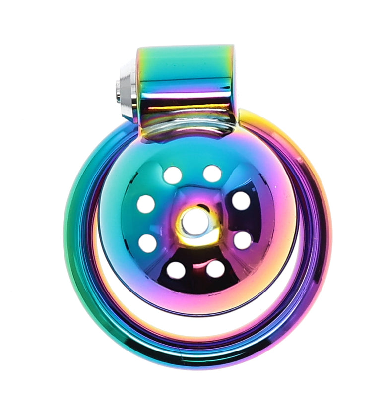 45MM AL ZINC ALLOY COCK RING W/ CAGE - RAINBOW