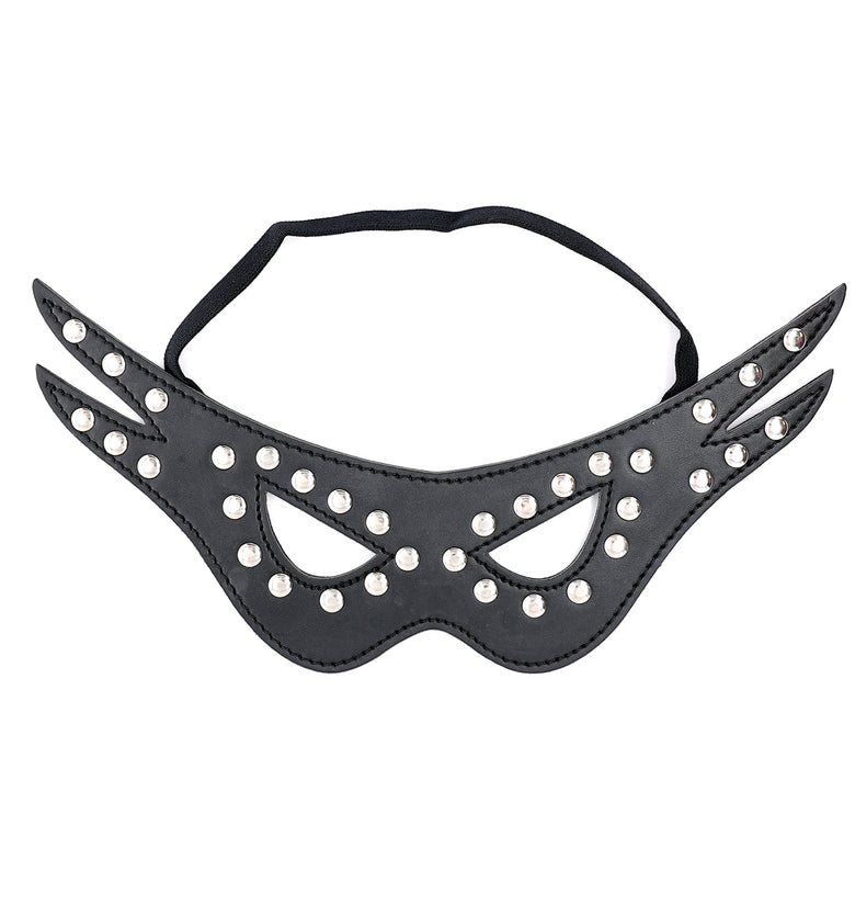 SEXCAPADES BLACK DEVIL MASK W/RIVETS