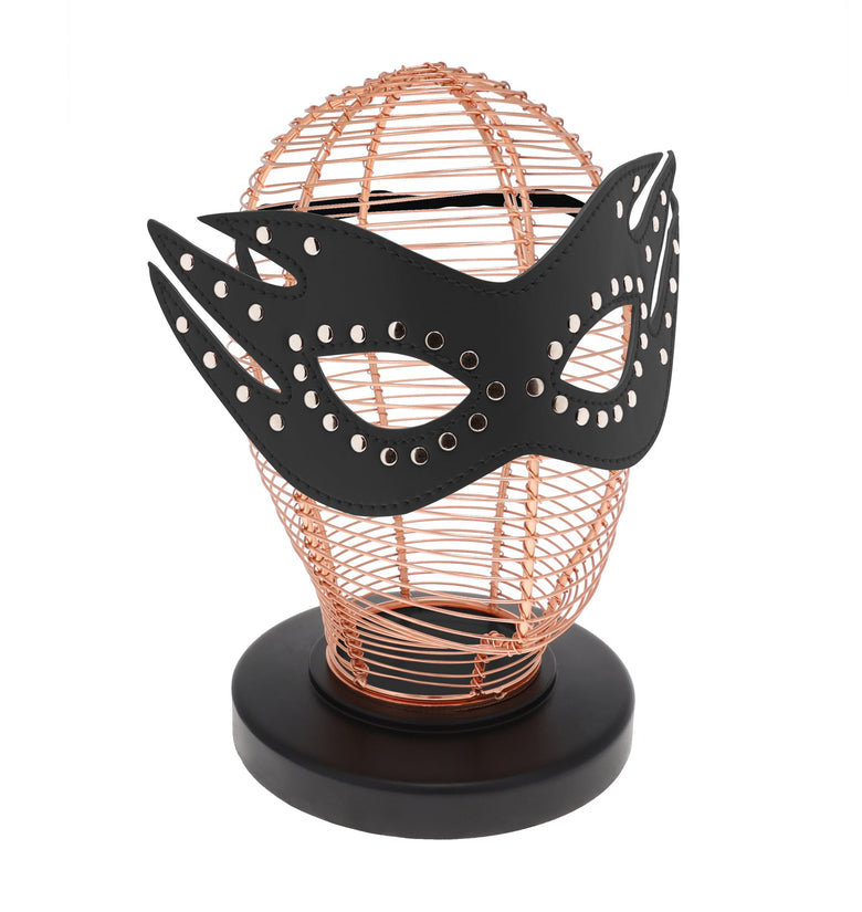 SEXCAPADES FAUX LEATHER STUDDES CAT EYE MASK