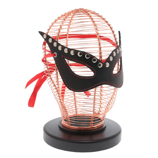 SEXCAPADES BLACK/RED FAUX LEATHER CAT EYE MASK