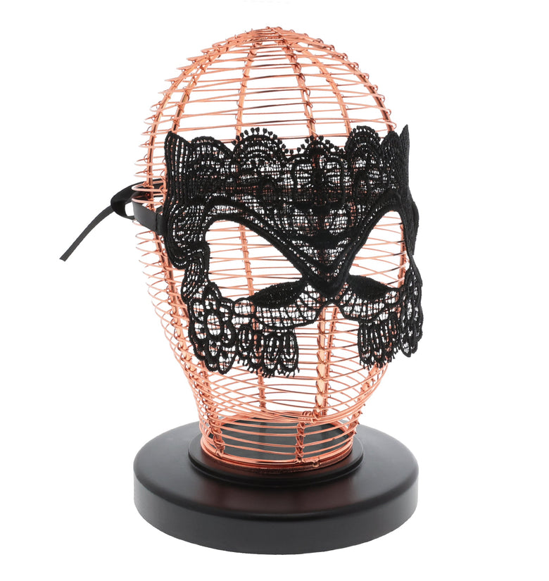 SEXCAPADES BLACK FULL FACE LACE APPLIQUE MASK