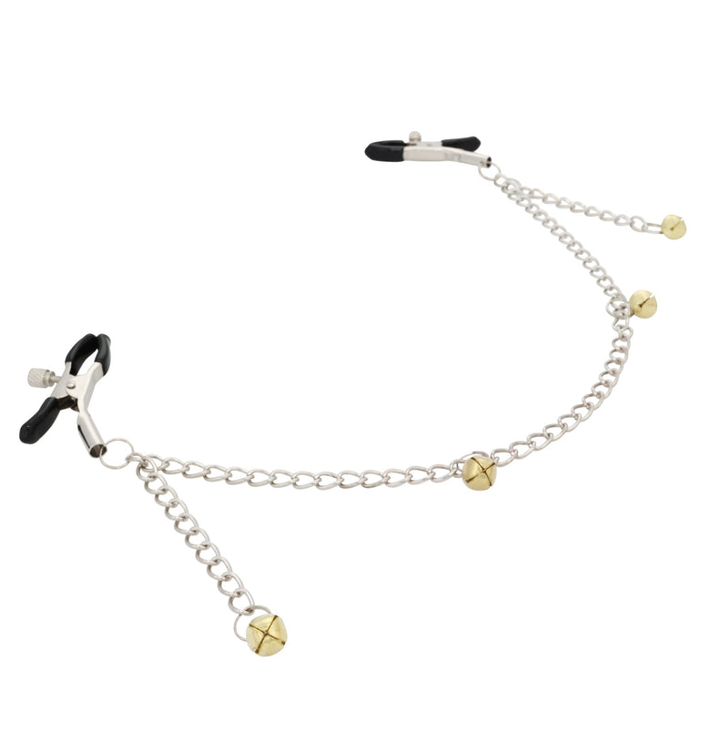 EFFECTIVE BEHAVIOR ADJUSTABLE NIPPLE CLAMPS W/ CHAIN AND GOLD BELLS