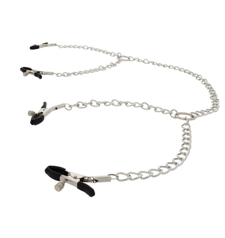 SEXCAPADES NIPPLE CLAMPS AND LABIA CHAIN SILVER