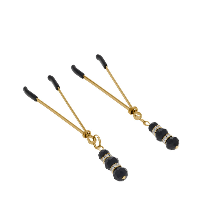 EFFECTIVE BEHAVIOR TWEEZER NIPPLE CLAMPS W/ BEADS