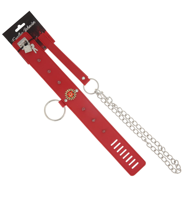 COLLAR PVC W/METAL STUDS-CENTER JEWEL-LEASH