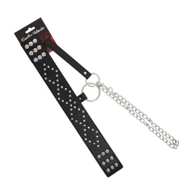 COLLAR BLACK CIRCLE RIVET W/LEASH