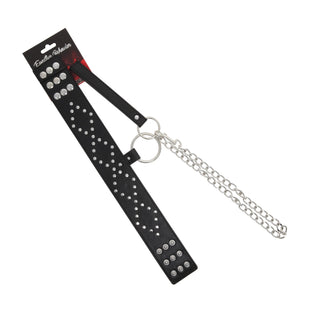COLLAR BLACK CIRCLE RIVET W/LEASH