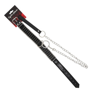 COLLAR BLACK /METAL W/LEASH