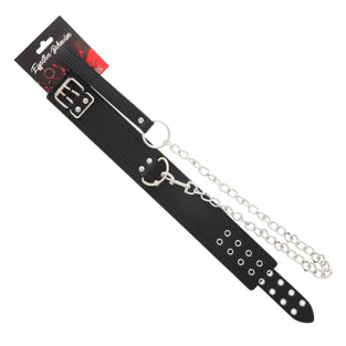 COLLAR BLACK PVC DOUBLE BUCKLE W/LEASH