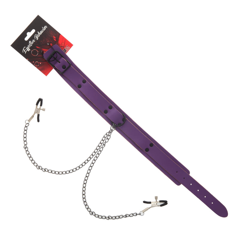 COLLAR LEATHER W/NIPPLE CLAMPS