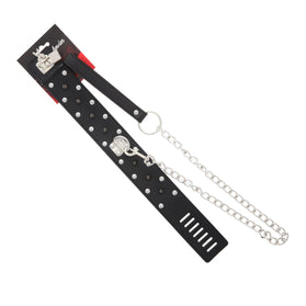 COLLAR BLACK PVC W/CIRCLE RIVIT-STUD RIVIT-LOCK-LEASH