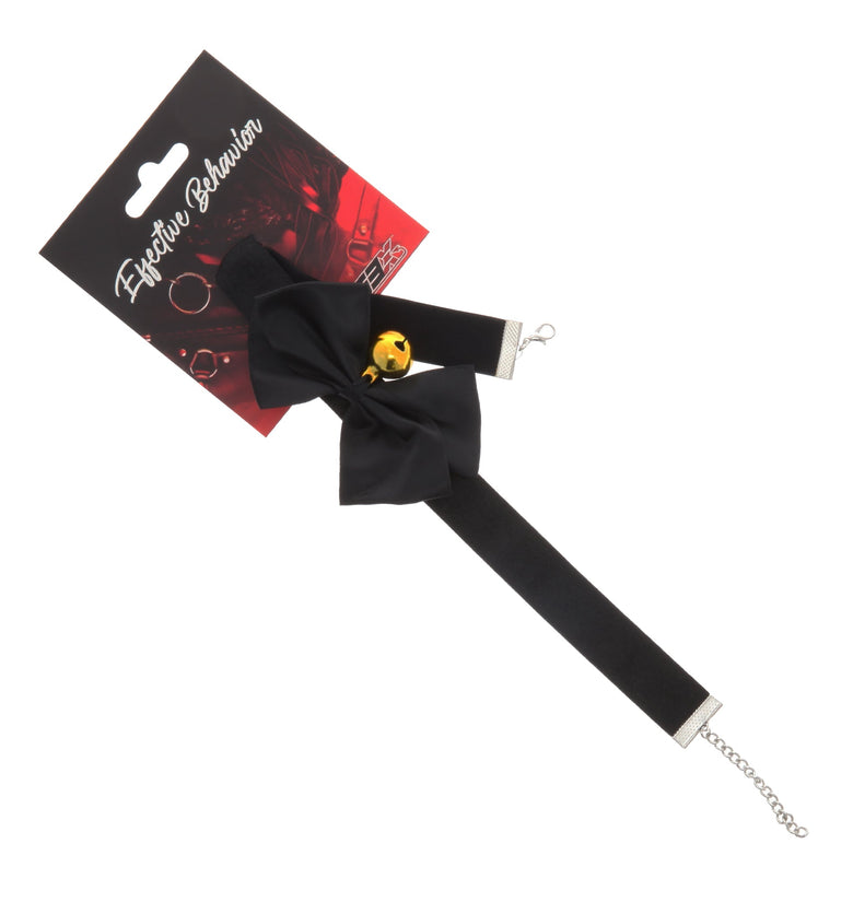 COLLAR BLACK SMALL CLOTH W/BOW AND BELL