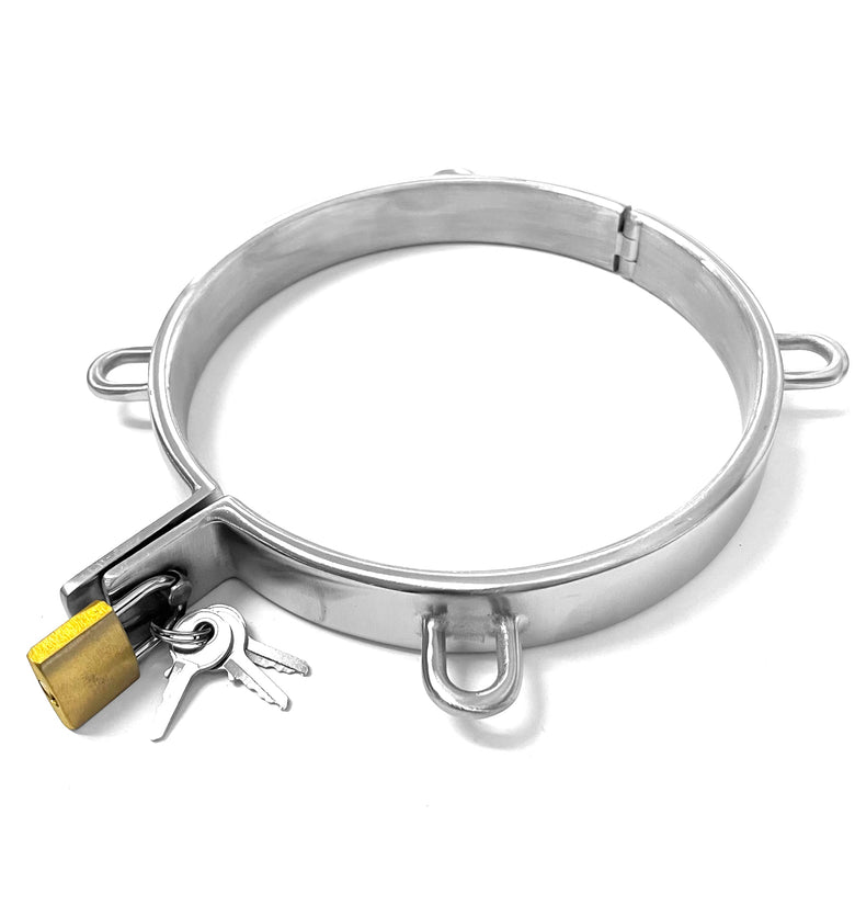 COLLAR STAINLESS SQUARED WITH PAD LOCK 4 LEASH HOOKS