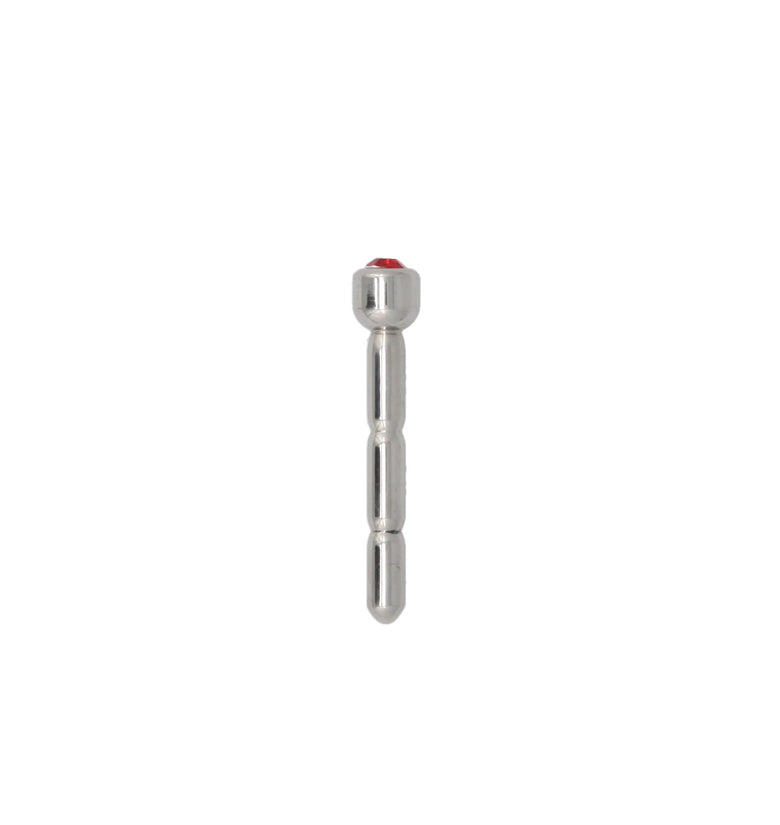 URETHRAL STAINLESS 2.5IN SOLID WITH JEWELED END RED